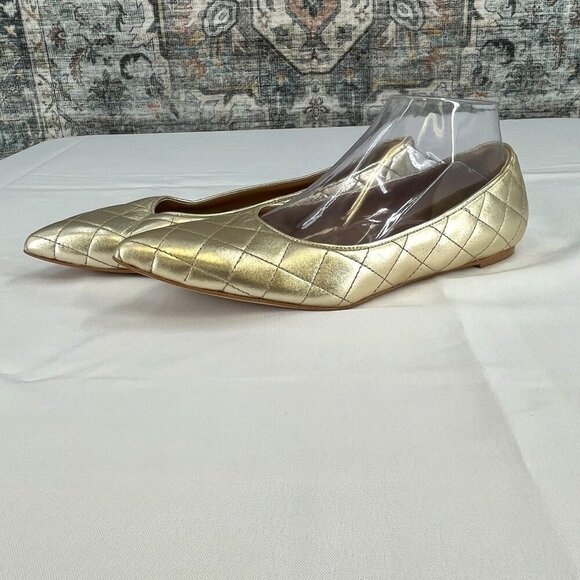 Bruno Magli Bianca Flats Women's Size 39 Gold Metallic Quilted Ballet - Picture 1 of 11